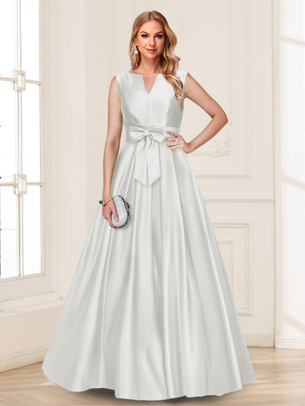 Gina Mae Ivory front view mother of the bride dress