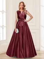 Gina Mae Burgundy back view mother of the bride dress