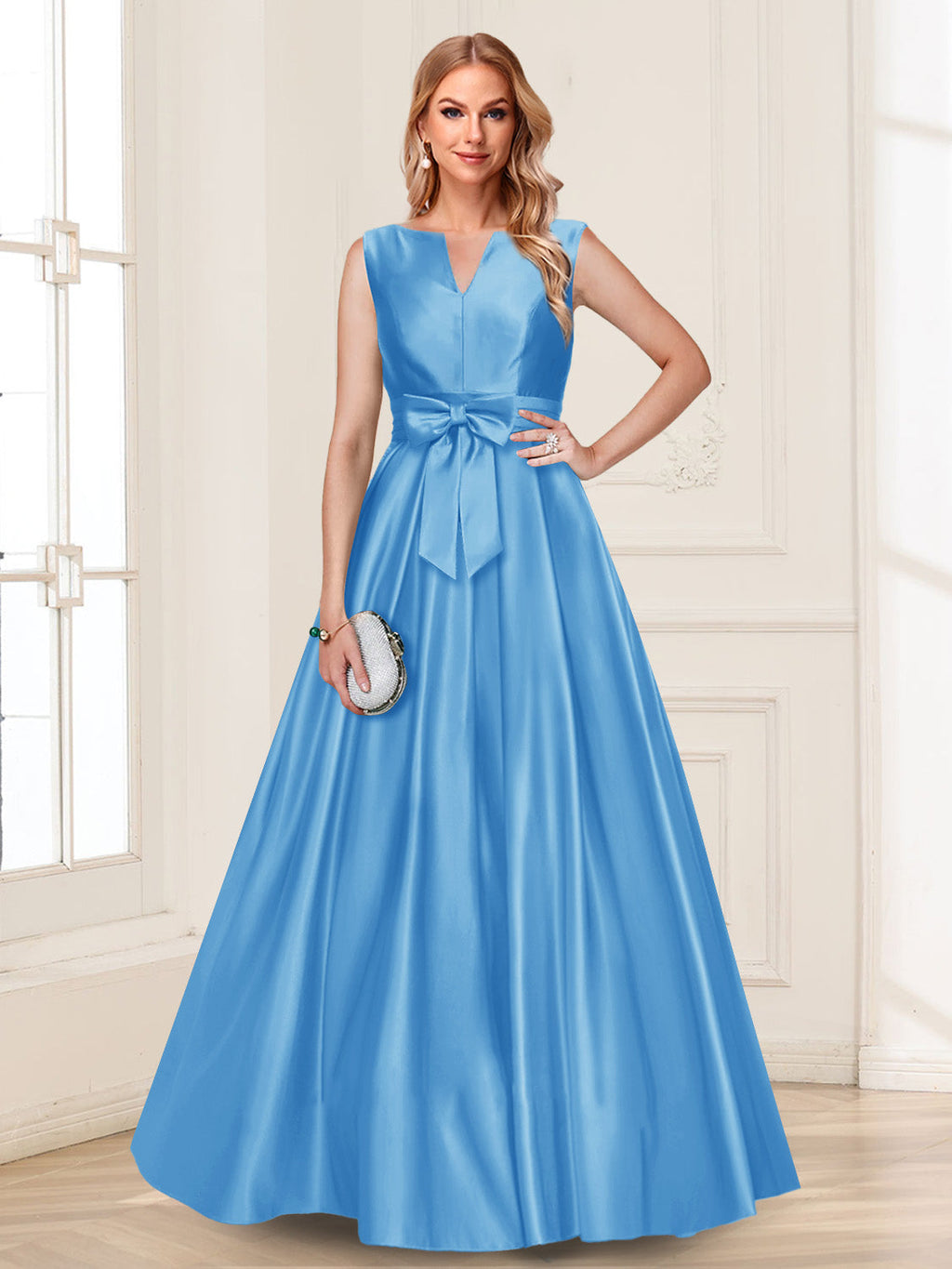 Gina Mae Royal Blue back view mother of the bride dress