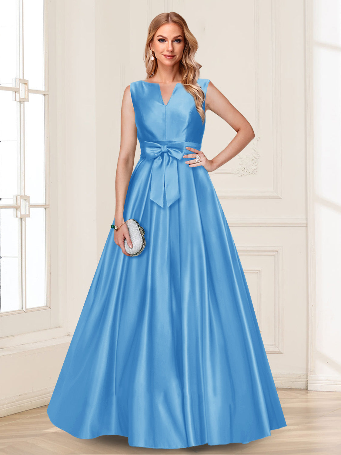 Gina Mae Royal Blue back view mother of the bride dress