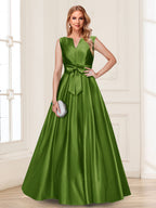 Gina Mae Olive Green front view mother of the bride dress