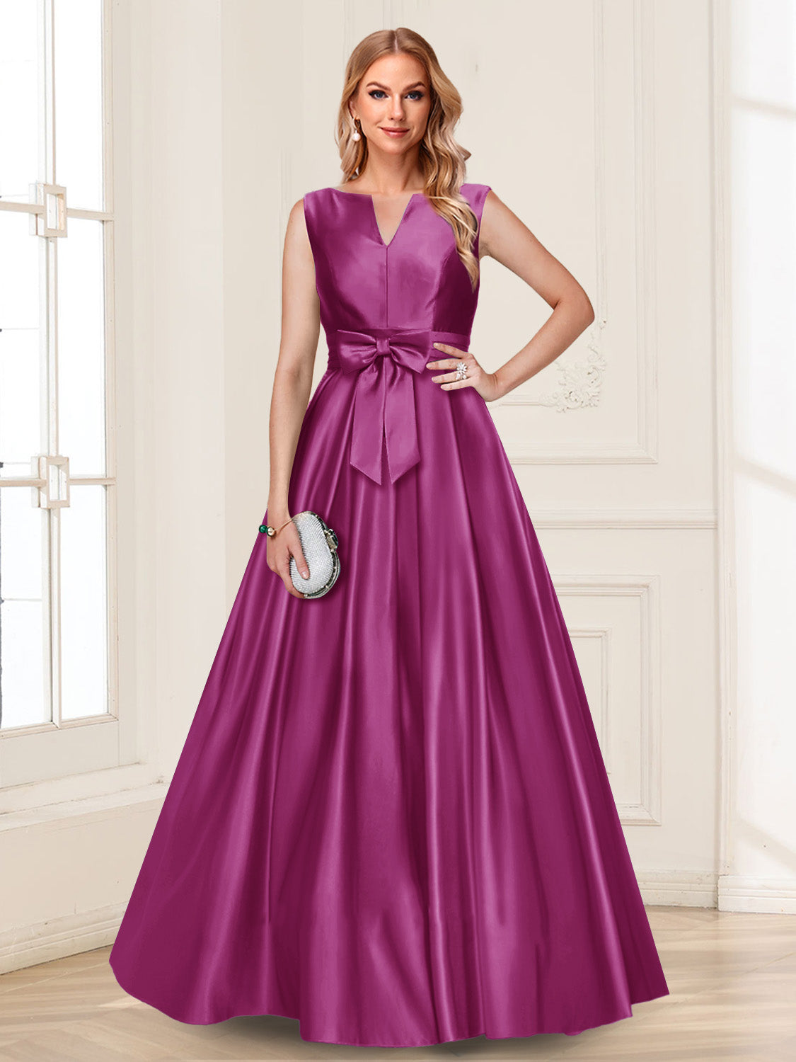 Gina Mae Orchid front view mother of the bride dress