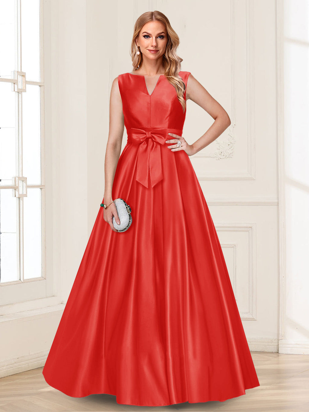 Gina Mae Red front view mother of the bride dress