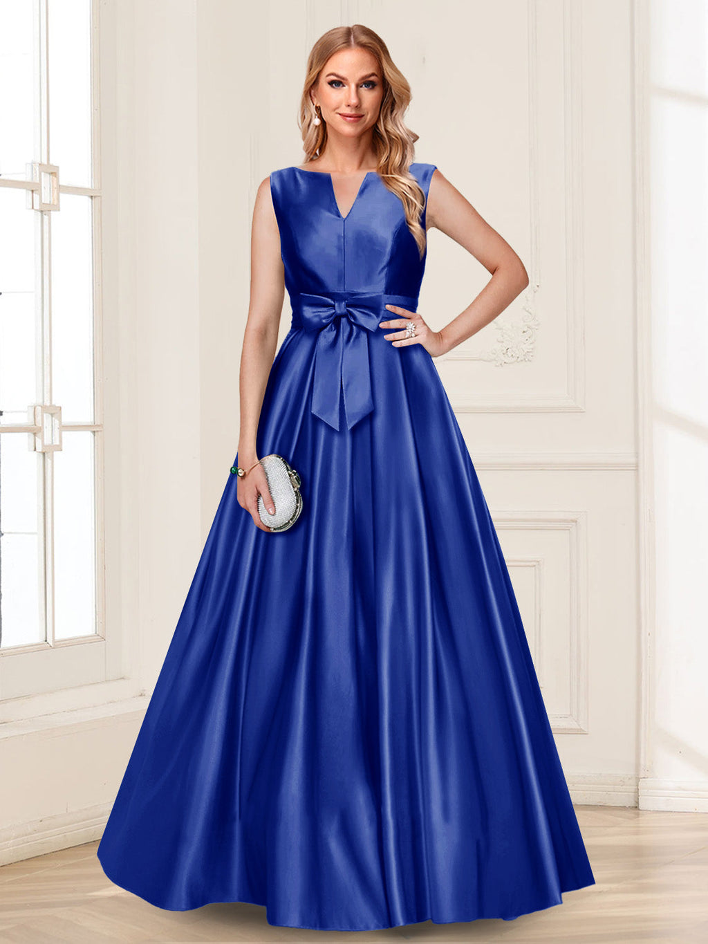Gina Mae Royal Blue side view mother of the bride dress