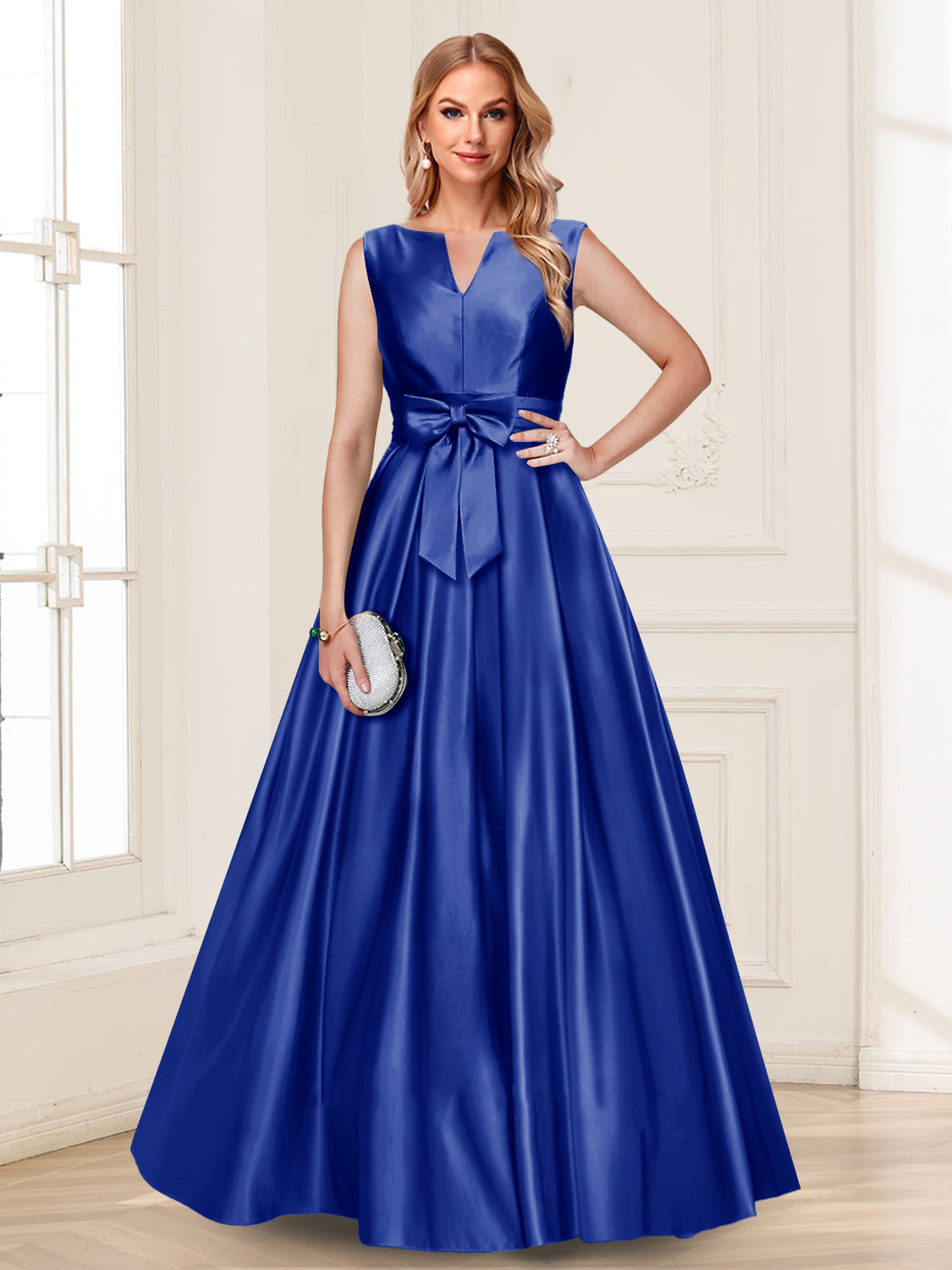 Gina Mae Royal Blue side view mother of the bride dress
