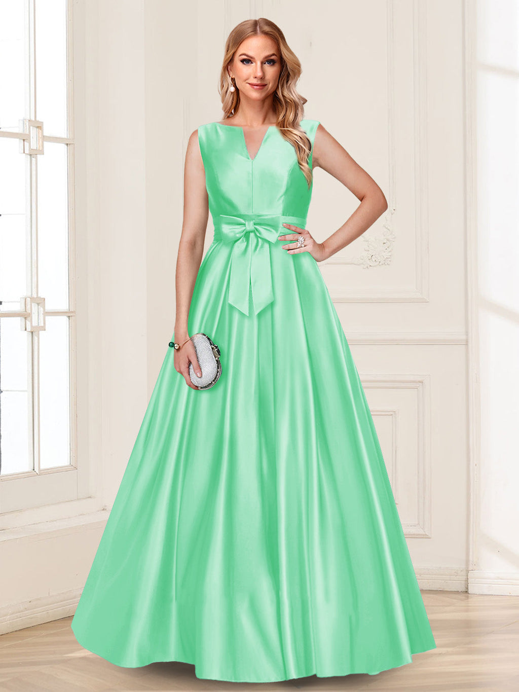 Gina Mae Pool Blue back view mother of the bride dress