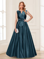Gina Mae Teal front view mother of the bride dress