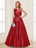 Gina Mae Burgundy side view mother of the bride dress