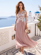 Evelyne dusty rose side view mother of the bride dress