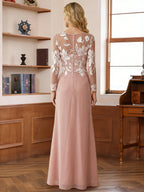 Evelyne dusty rose back view mother of the bride dress