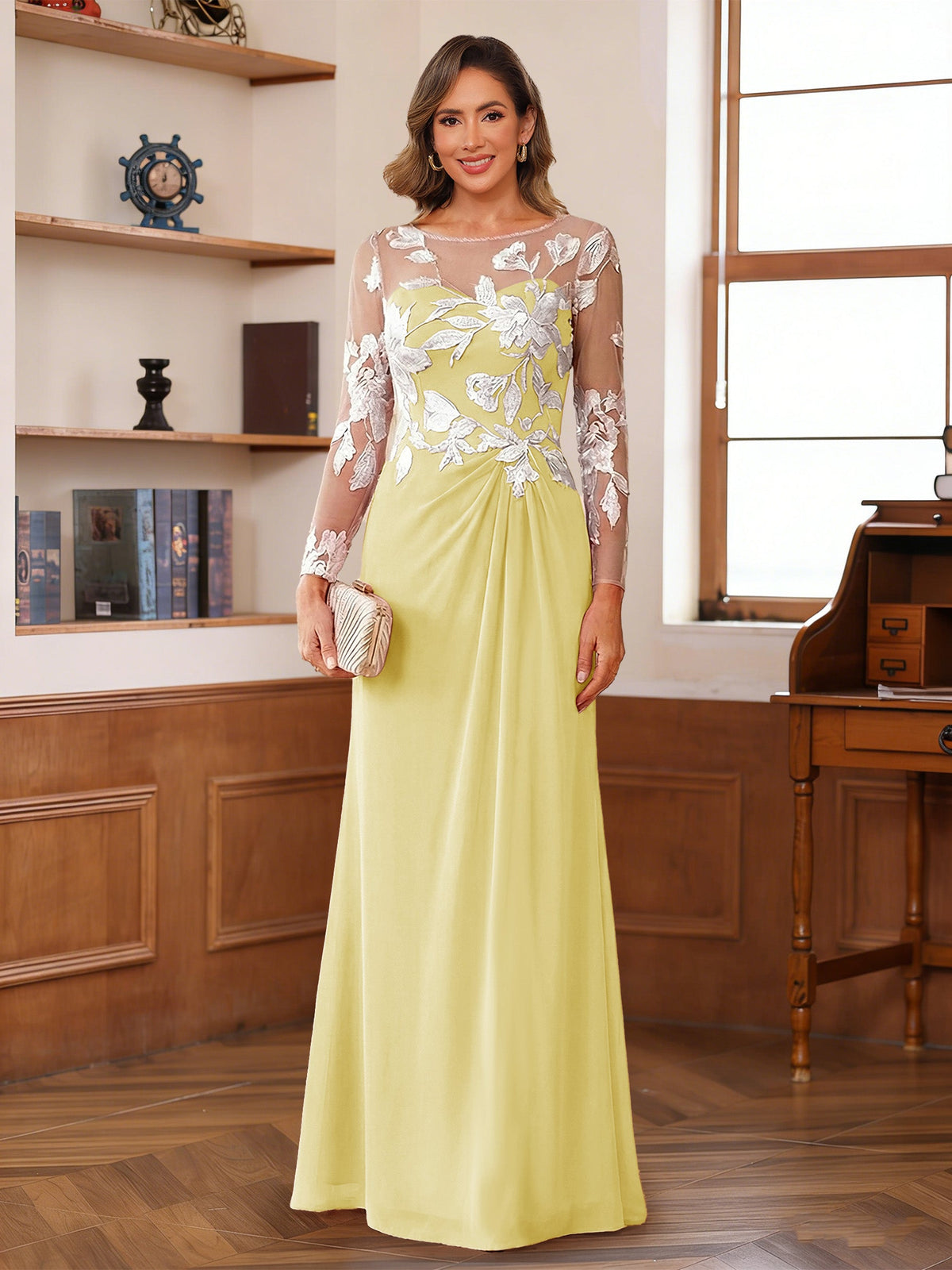 Rosaline Hope Daffodil front view mother of the bride dress
