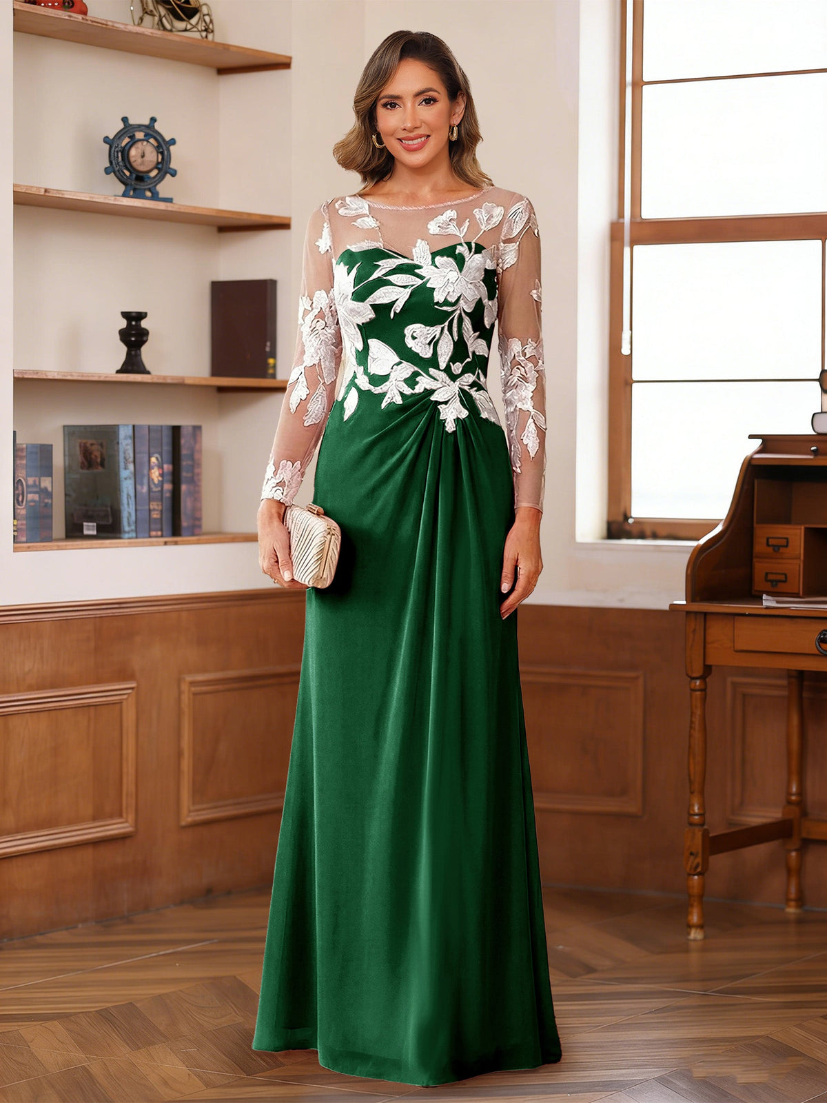 Rosaline Hope Emerald front view mother of the bride dress