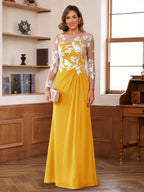 Rosaline Hope Gold front view mother of the bride dress