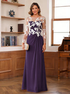 Evelyne grape front view mother of the bride dress