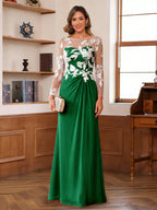 Rosaline Hope Forest Green front view mother of the bride dress