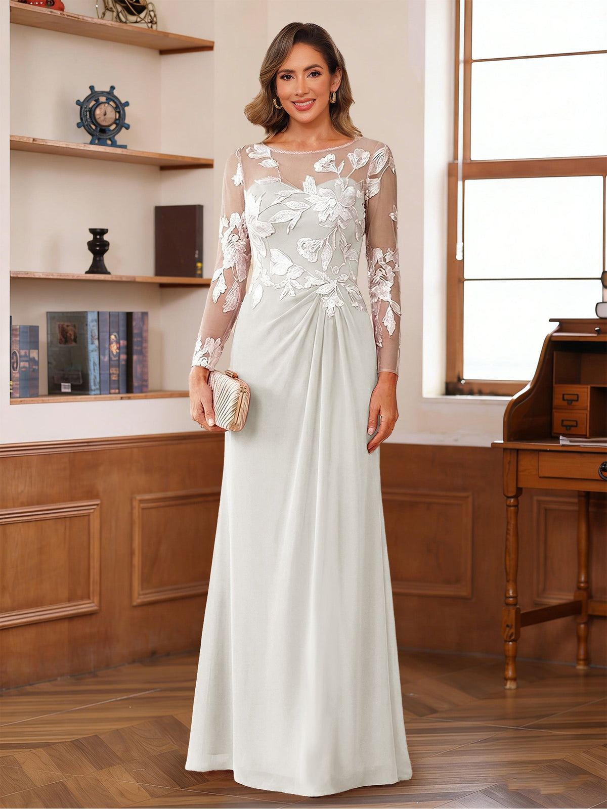 Evelyne ivory alternate front view 2 mother of the bride dress