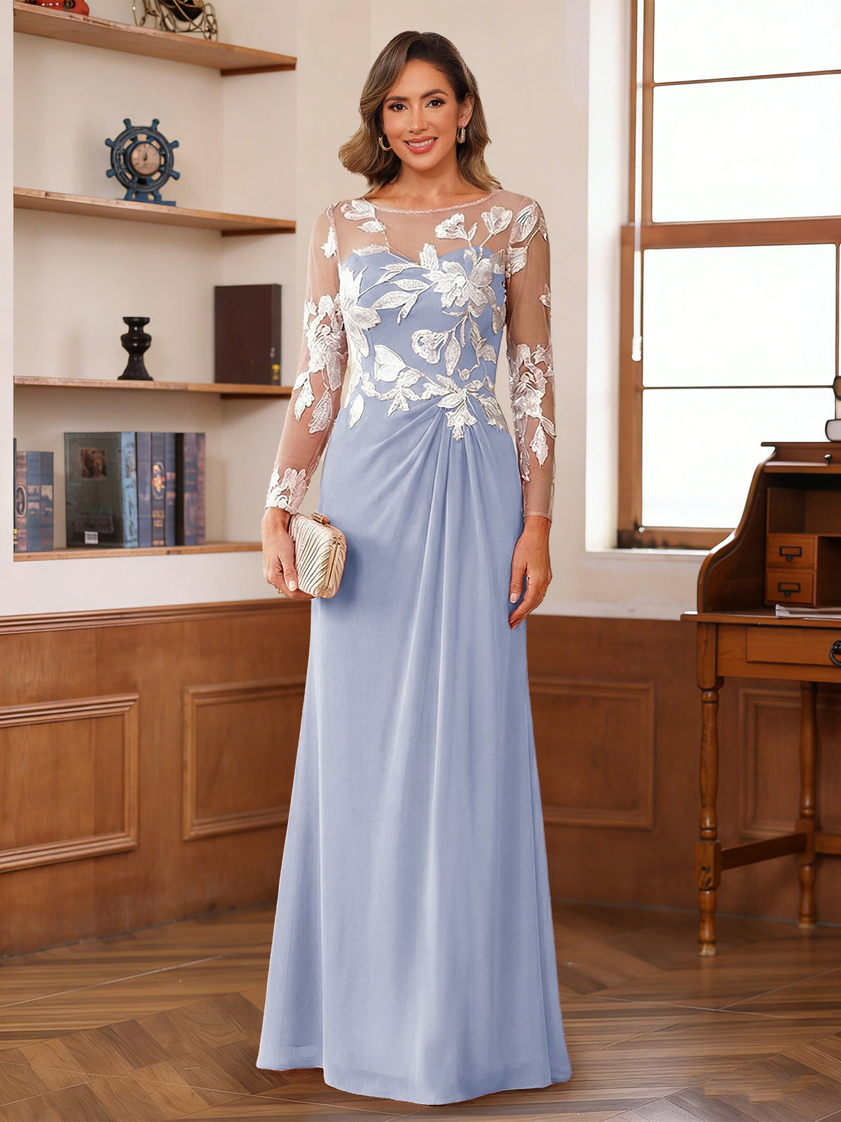 Rosaline Hope Lavender front view mother of the bride dress
