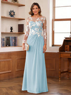 Evelyne sky blue front view mother of the bride dress