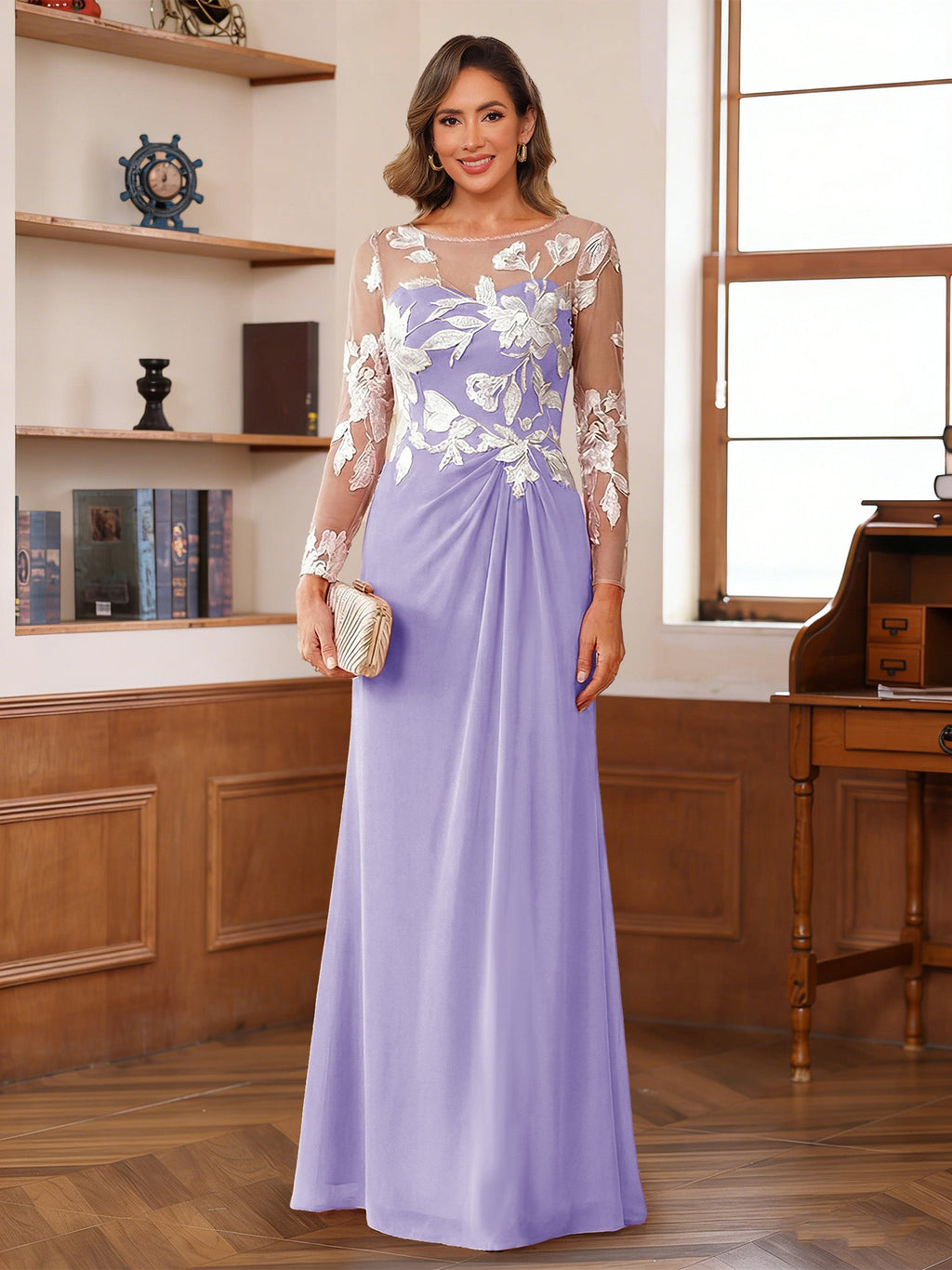 Rosaline Hope Lilac front view mother of the bride dress