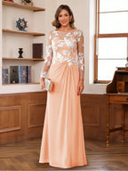 Rosaline Hope Peach front view mother of the bride dress