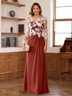 Evelyne rust front view mother of the bride dress