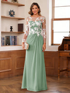 Evelyne sage green front view mother of the bride dress