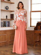 Evelyne coral front view mother of the bride dress