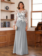 Rosaline Hope Silver front view mother of the bride dress