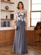 Evelyne steel grey front view mother of the bride dress
