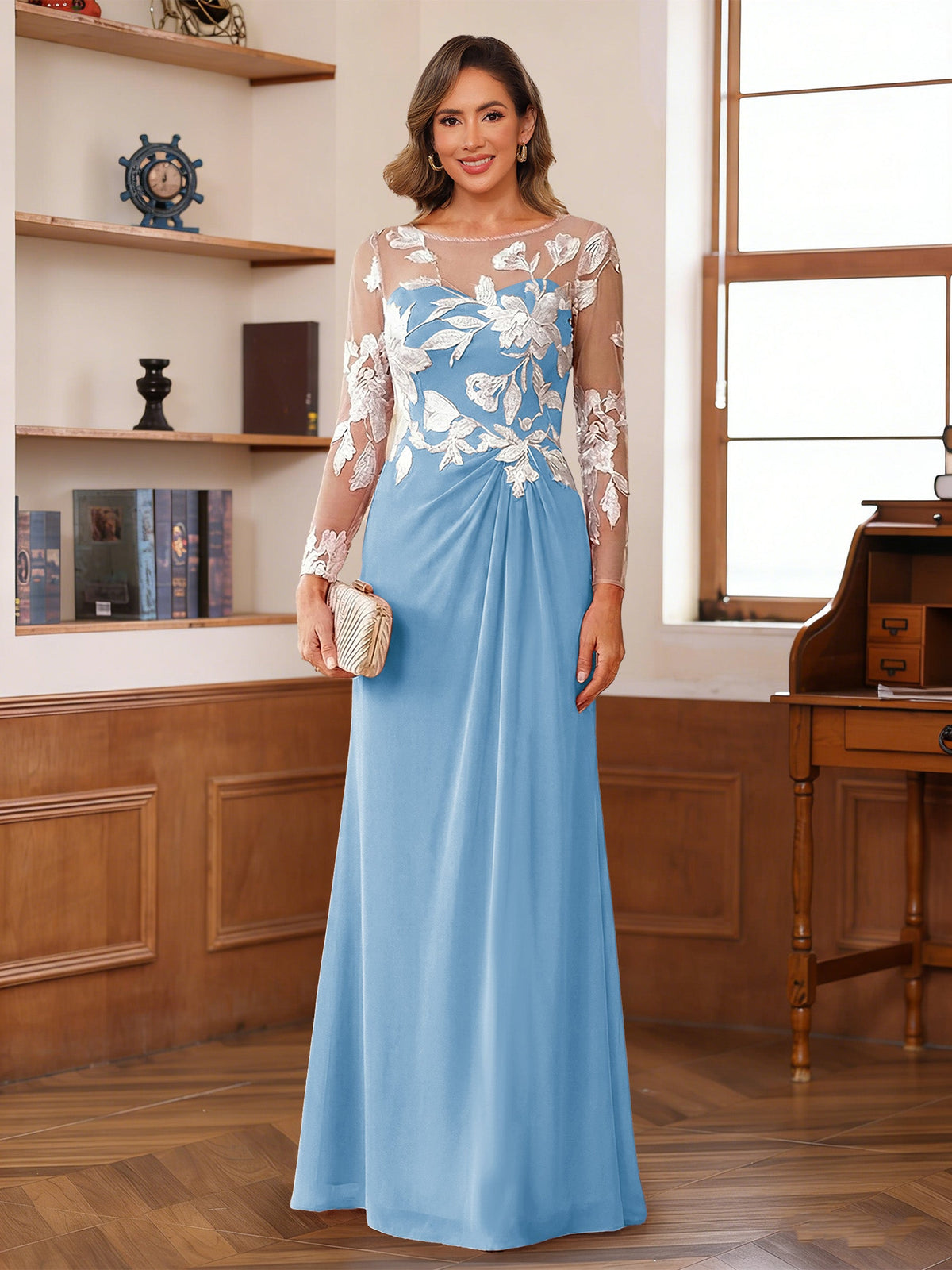 Rosaline Hope Sky Blue side view mother of the bride dress