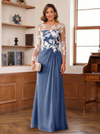 Rosaline Hope Steel Blue front view mother of the bride dress