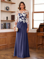 Rosaline Hope Dusty Blue back view mother of the bride dress