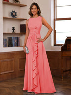 Georgiana Moss Coral front view mother of the bride dress