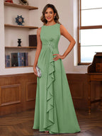 Georgiana Moss Sage Green back view mother of the bride dress