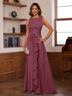 Georgiana Moss Plum back view mother of the bride dress