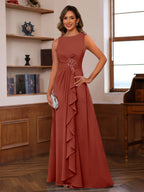 Georgiana Moss Rust front view mother of the bride dress