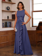 Georgiana Moss Dusty Blue back view mother of the bride dress