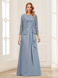Maelys dusty blue side view mother of the bride dress