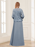 Georgina Faye Dusty Blue back view mother of the bride dress