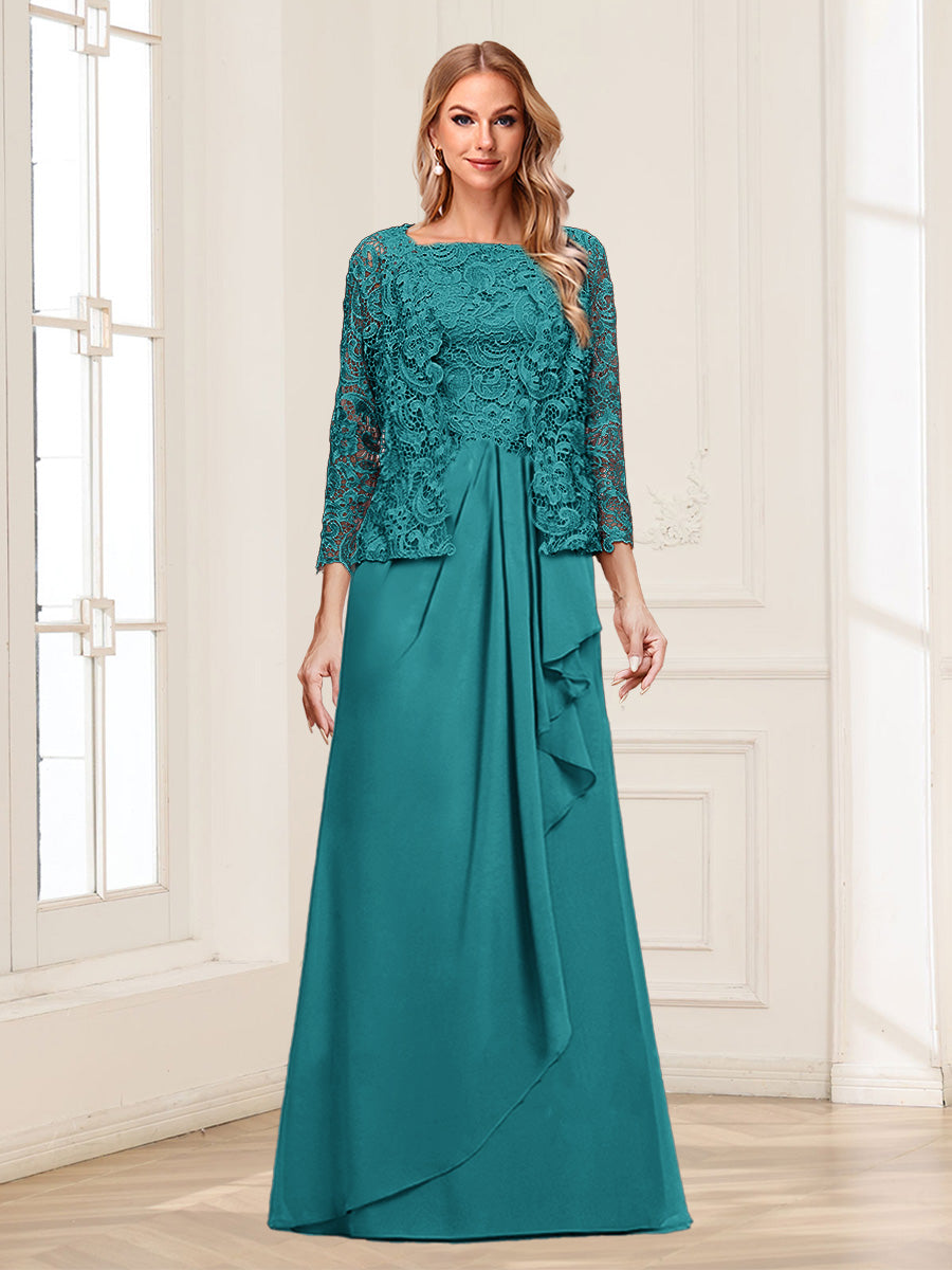 Maelys pool blue front view mother of the bride dress