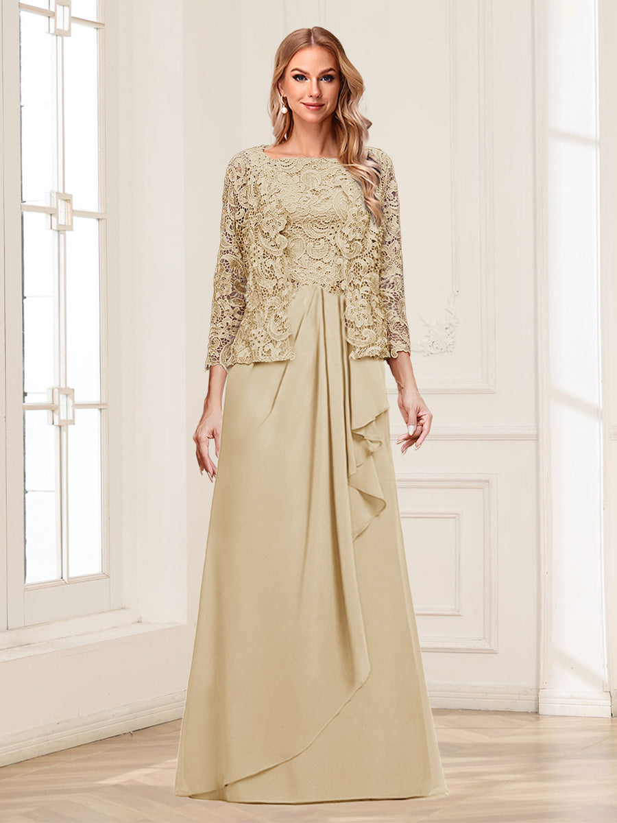 Maelys champagne front view mother of the bride dress