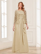 Georgina Faye Champagne front view mother of the bride dress