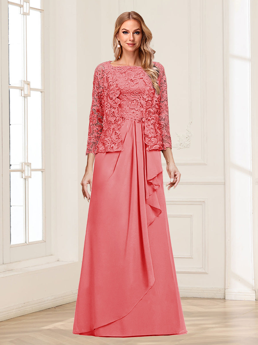Maelys coral front view mother of the bride dress