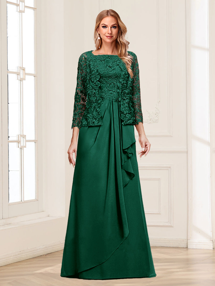 Maelys hunter green front view mother of the bride dress