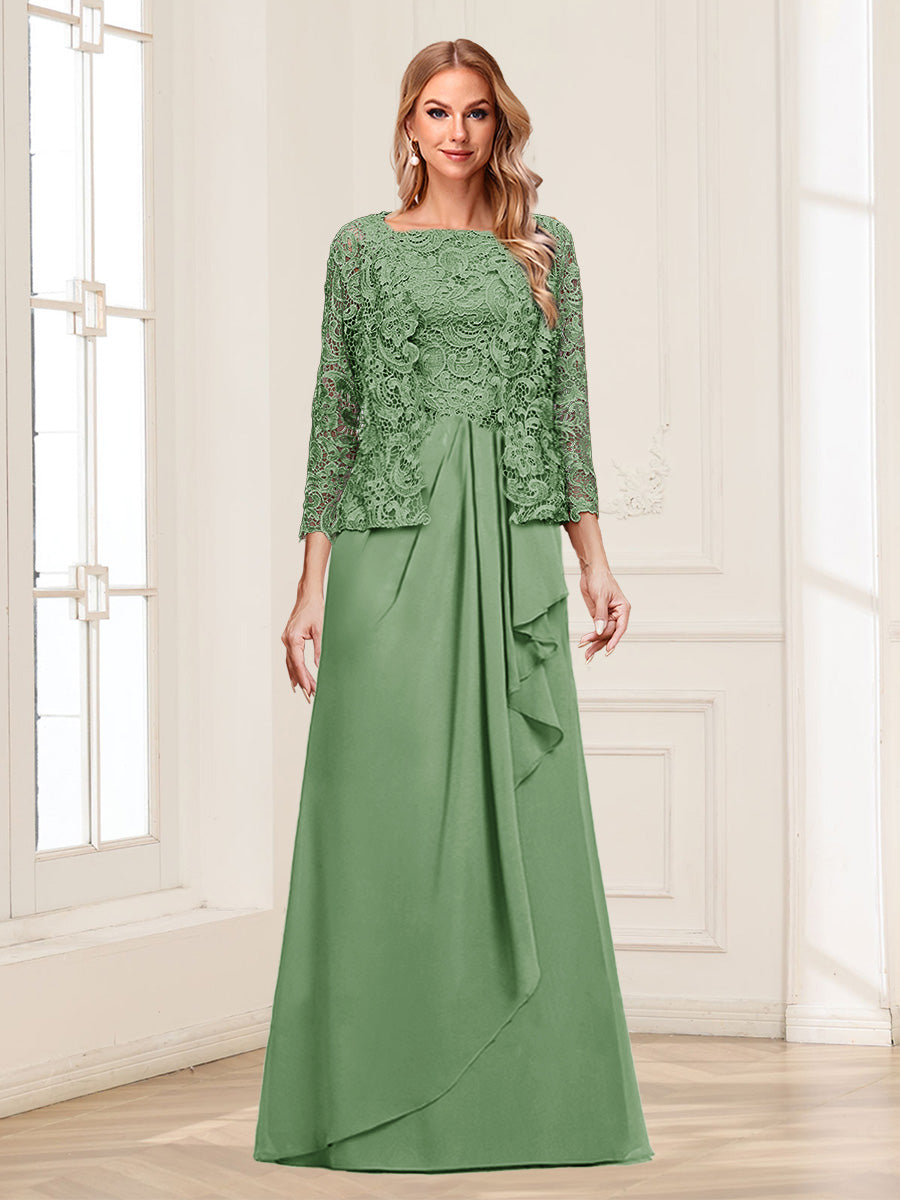 Maelys sage green front view mother of the bride dress