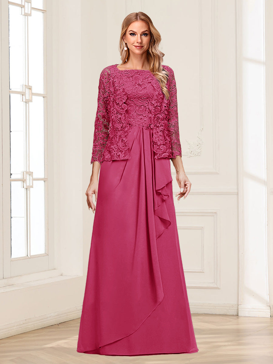 Maelys fuchsia front view mother of the bride dress