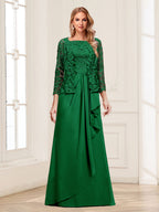 Maelys forest green front view mother of the bride dress