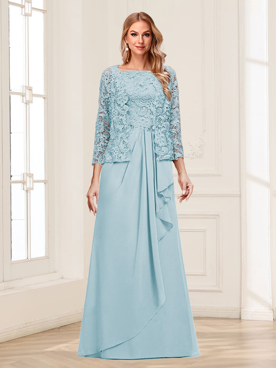 Maelys sky blue front view mother of the bride dress