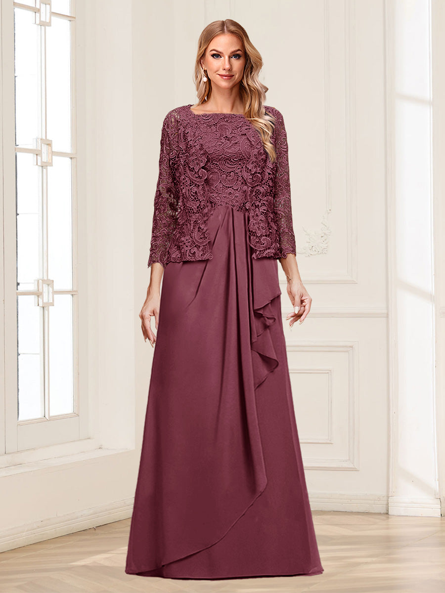 Georgina Faye Plum front view mother of the bride dress