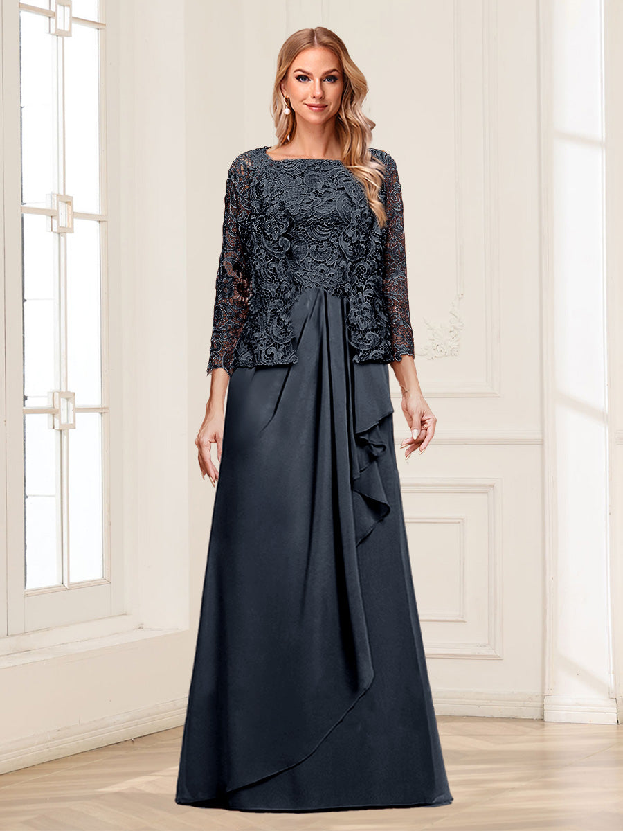 Georgina Faye Navy Blue front view mother of the bride dress
